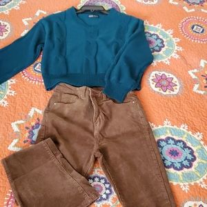 High waist flared corduroy pant